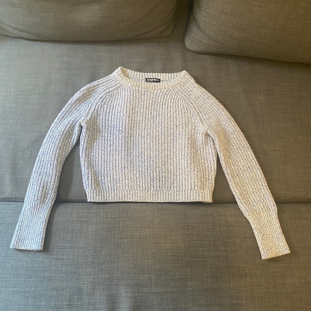 American apparel blue marble knit cropped sweater